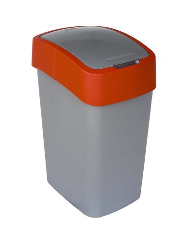 PAPELERA PACIFIC FLIP BIN 50lt PLATA y ROJO