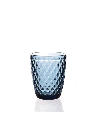 Vaso bajo cristal relieve azul CASUAL GLASS 270ml (6Ud)