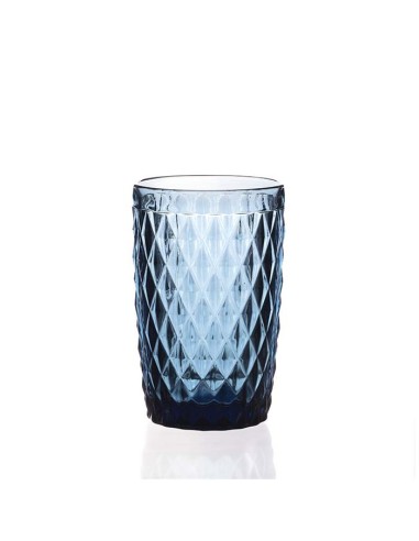 Vaso alto cristal relieve azul CASUAL GLASS 350ml (6Ud)