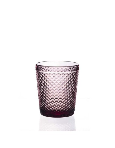 Vaso bajo cristal relieve rosa CASUAL GLASS 280ml (6Ud)