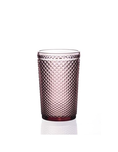 Vaso alto cristal relieve rosa CASUAL GLASS 350ml (6Ud)