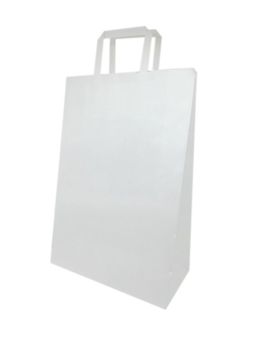 Bolsa blanca papel asa plana base ancha 260x120x350mm - MB